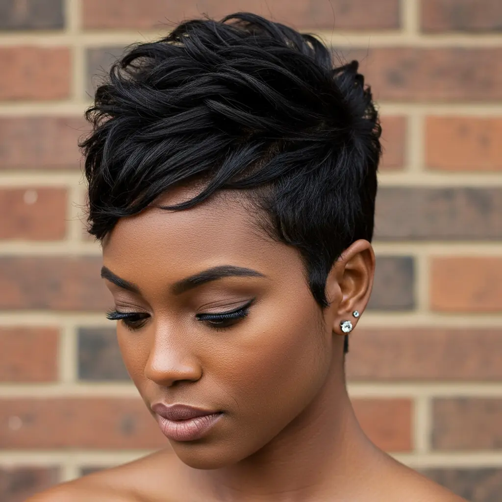 Super Short Choppy Pixie for Black Women