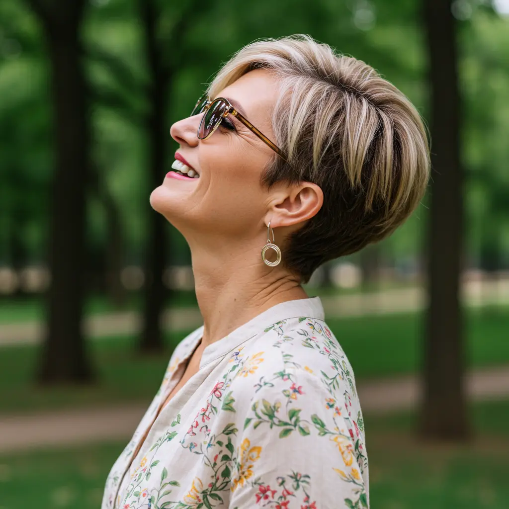 Short to Medium Hairstyle with a Deep Side Part