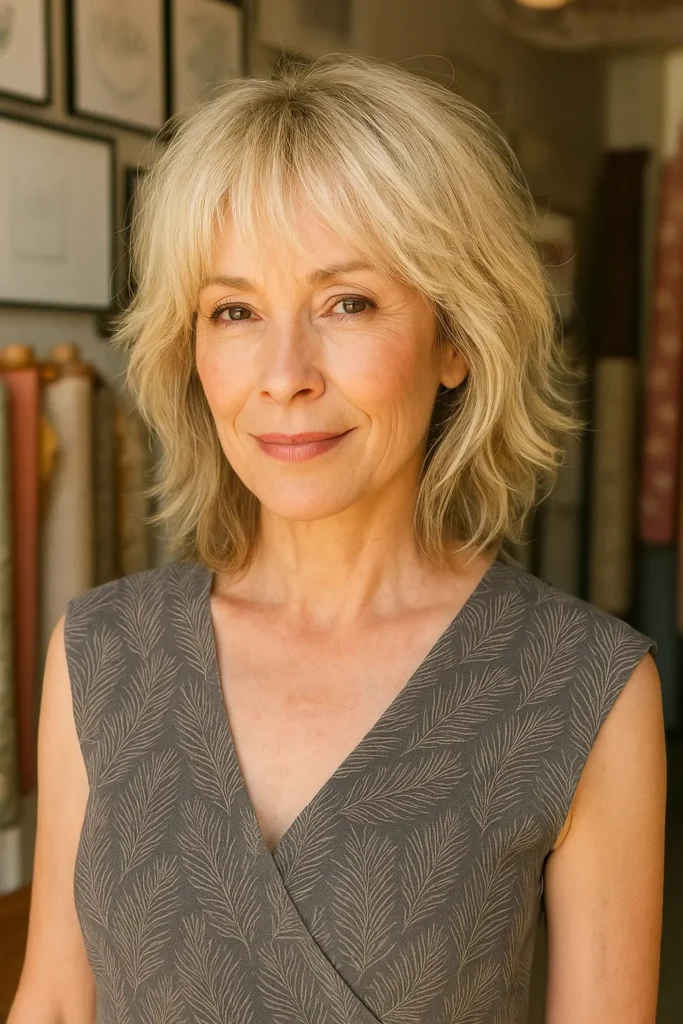 Medium Shaggy Bob with Bangs for Added Bounce