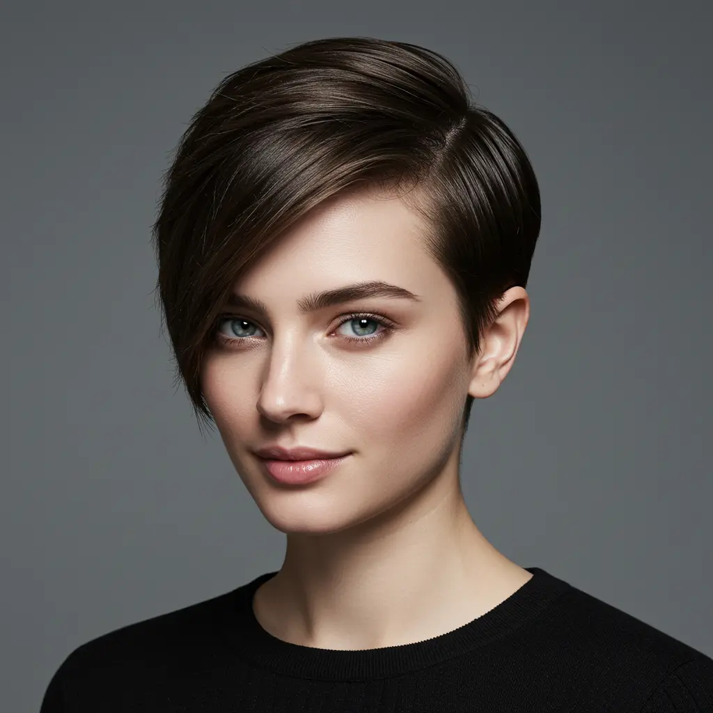 Side-Parted Cropped Cut with Long Bangs