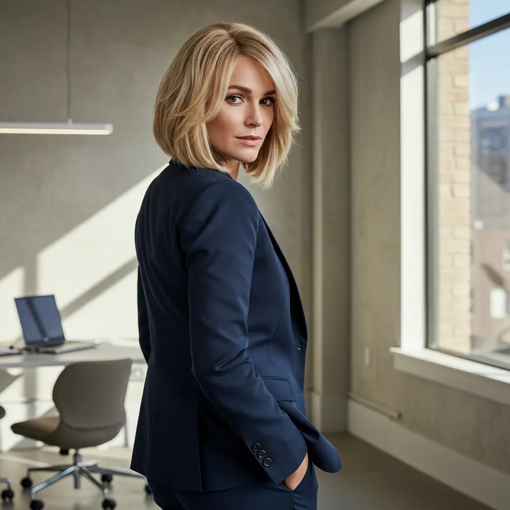 Blonde Bob with Face Frame and Feathered Layers