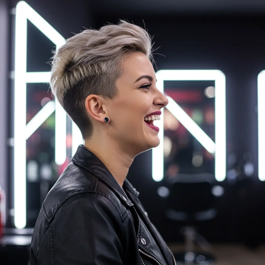 Platinum Blonde Pixie with Shaved Sides