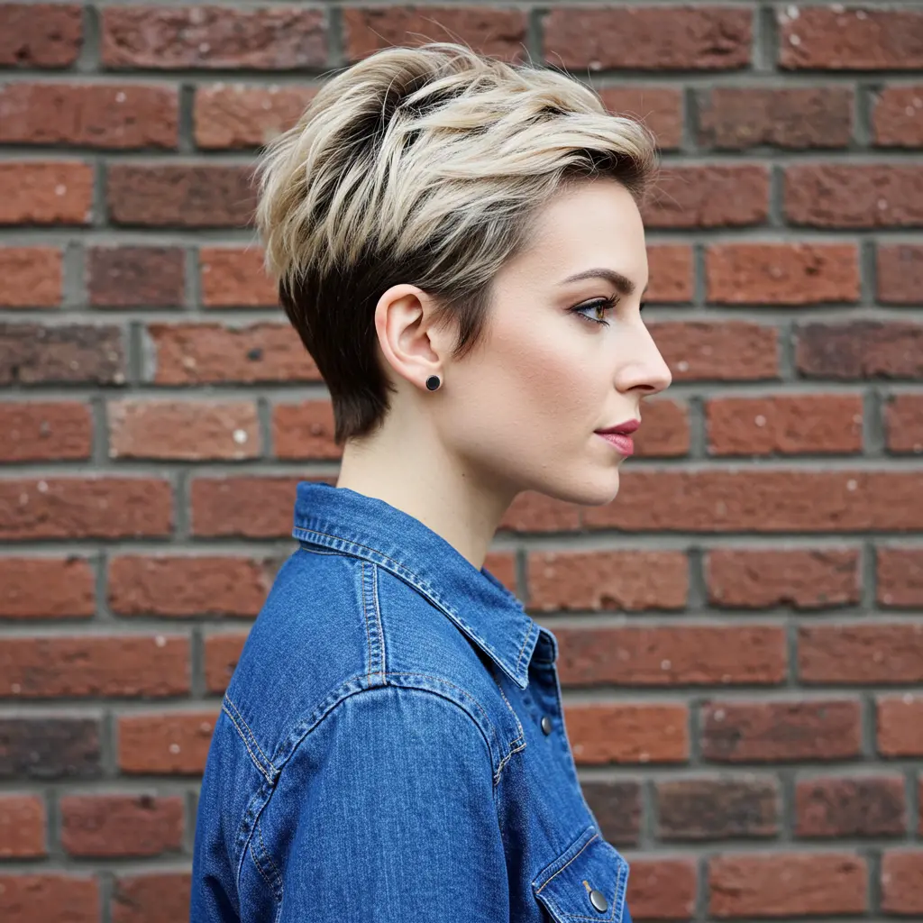 Very Short Pixie with Bleach Blonde Highlights