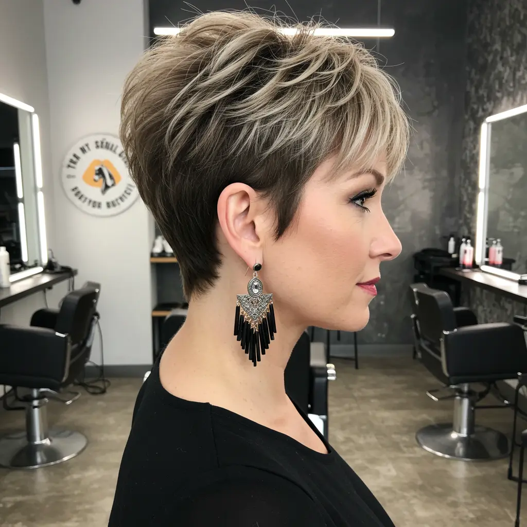 Pixie Bob Haircut with Tapered Neckline
