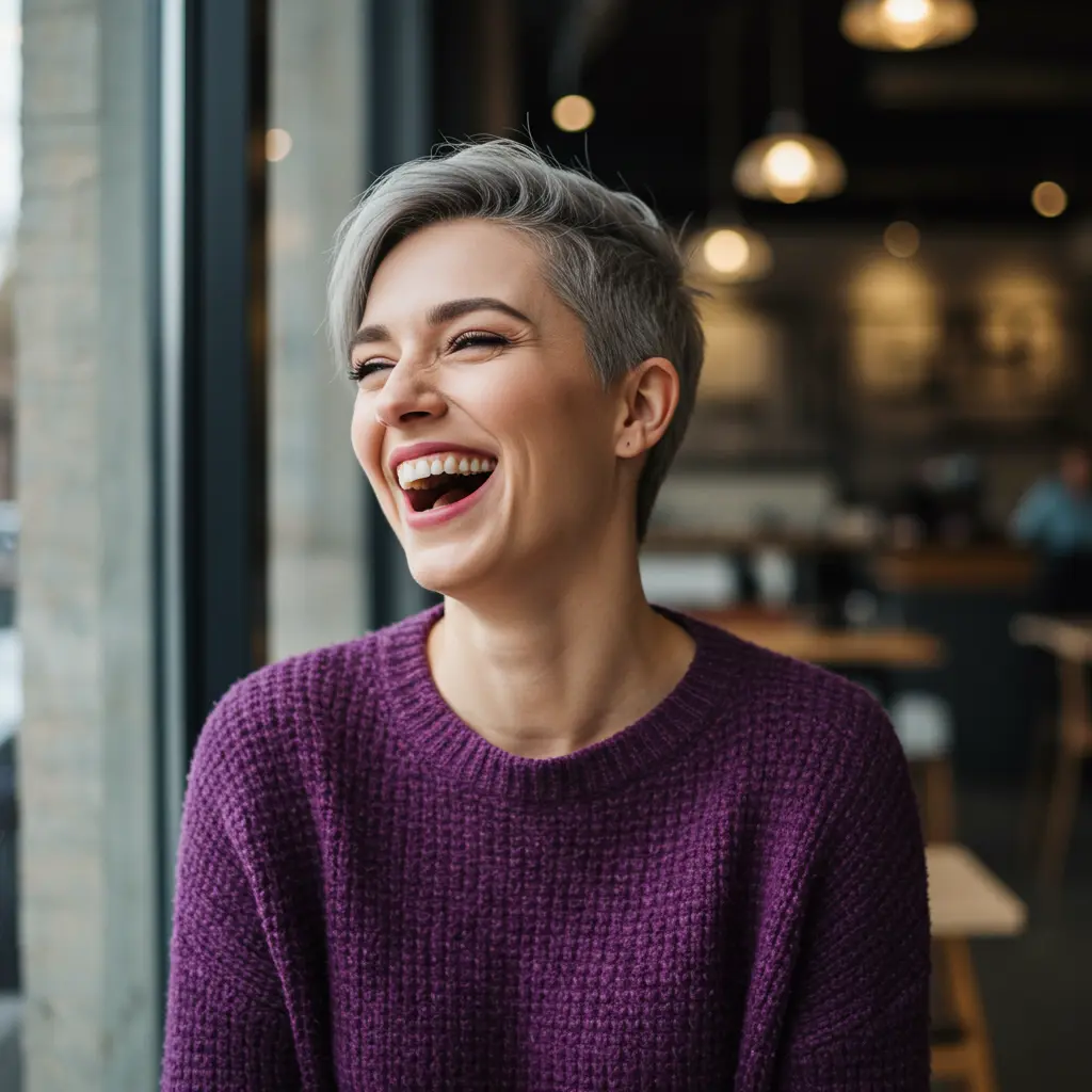 Grey Undercut Pixie for Youthful Ladies