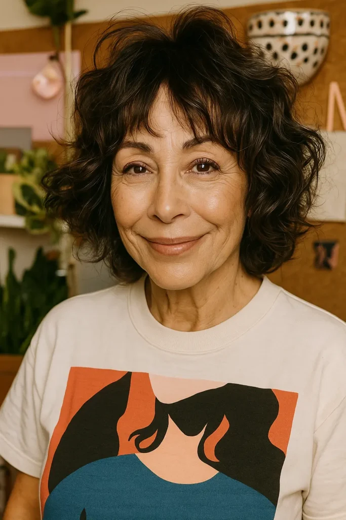 Curly Shaggy Bob with Defined Waves