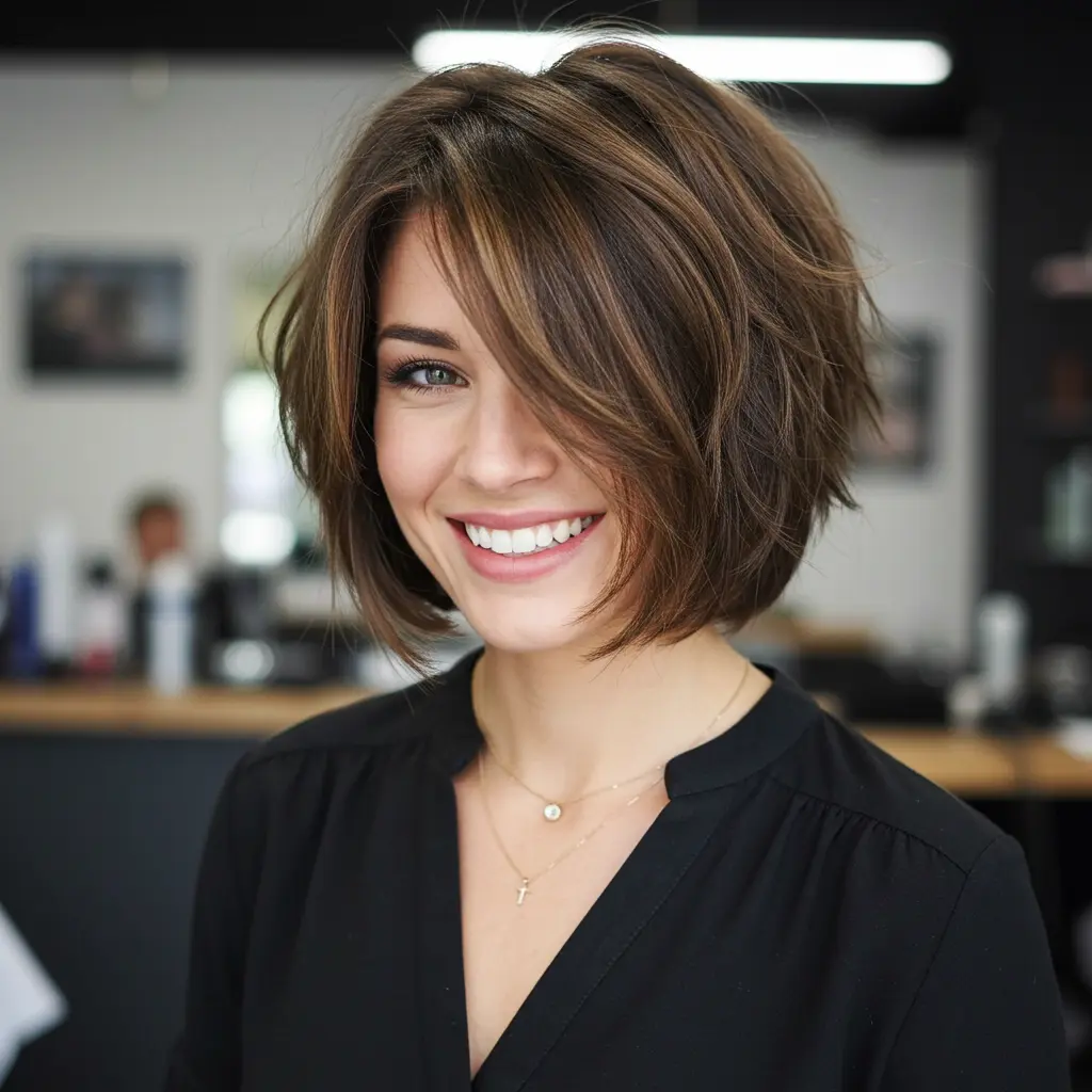 Short Shaggy Bob Haircuts with Face Framing Layers