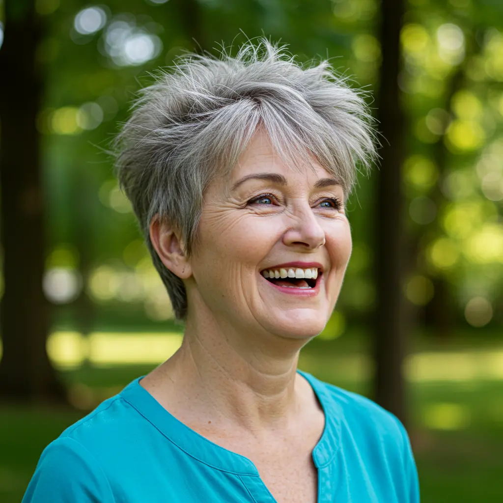 Short Messy Haircut with Side-Swept Fringe
