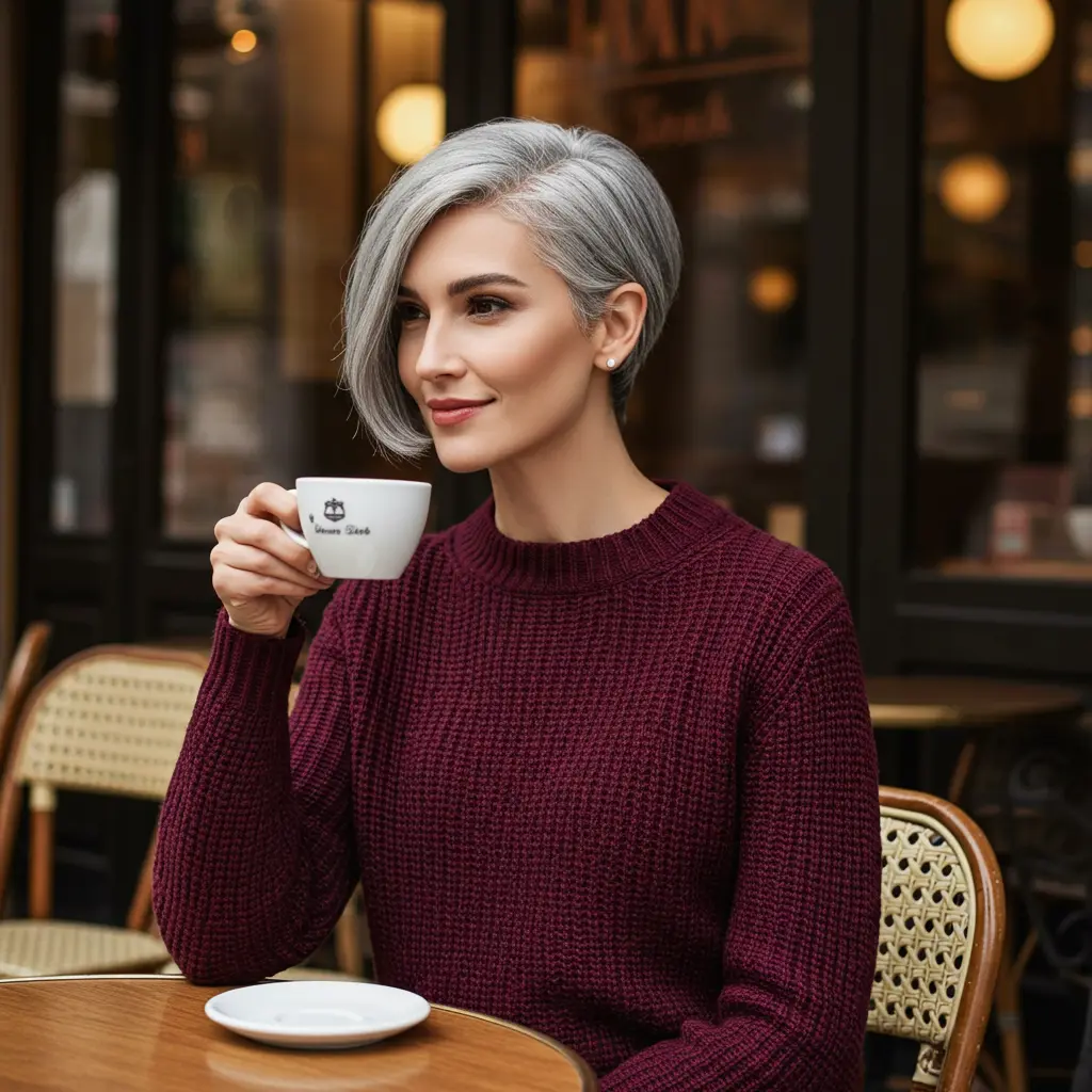 Deep Side-Parted Bob for Grey Hair