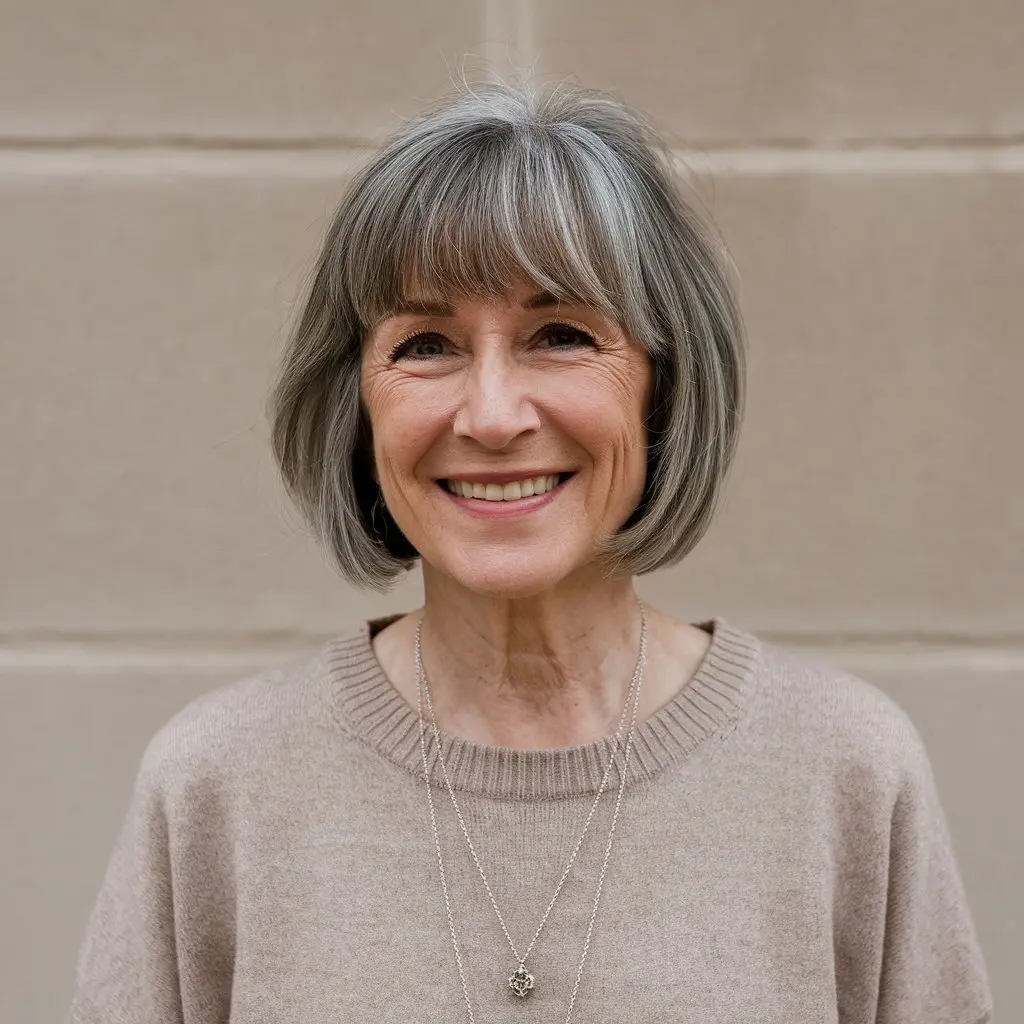 Short Bob with Bangs for Older Women