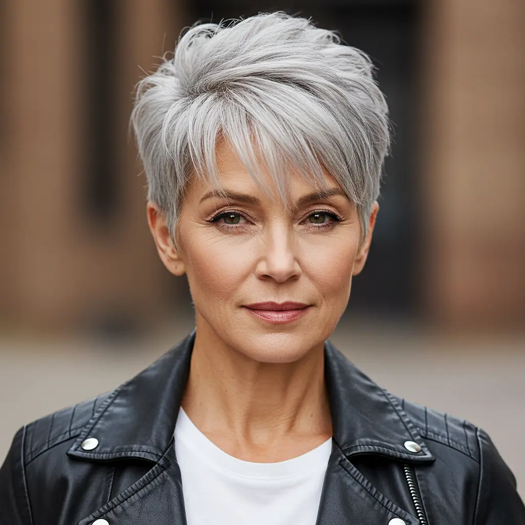 Youthful Pixie Cut with Long Bangs