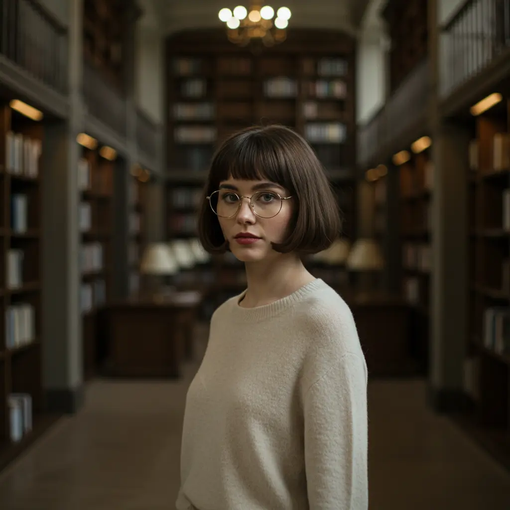 Rounded Short Bob Cut With Bangs