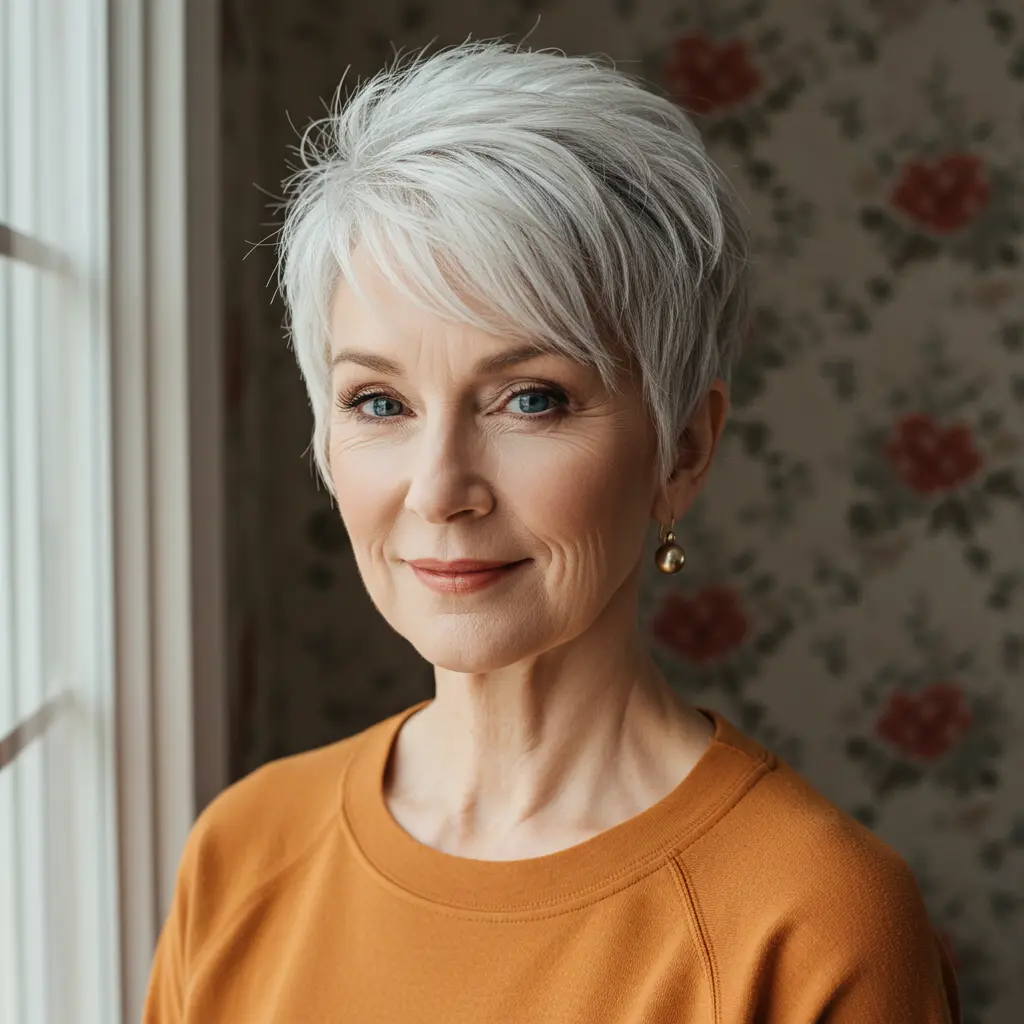 White-Gray Pixie for Thin Hair