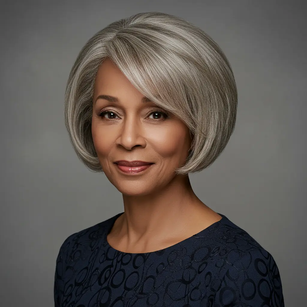 Short Angled Bob Haircut With Polished Finish