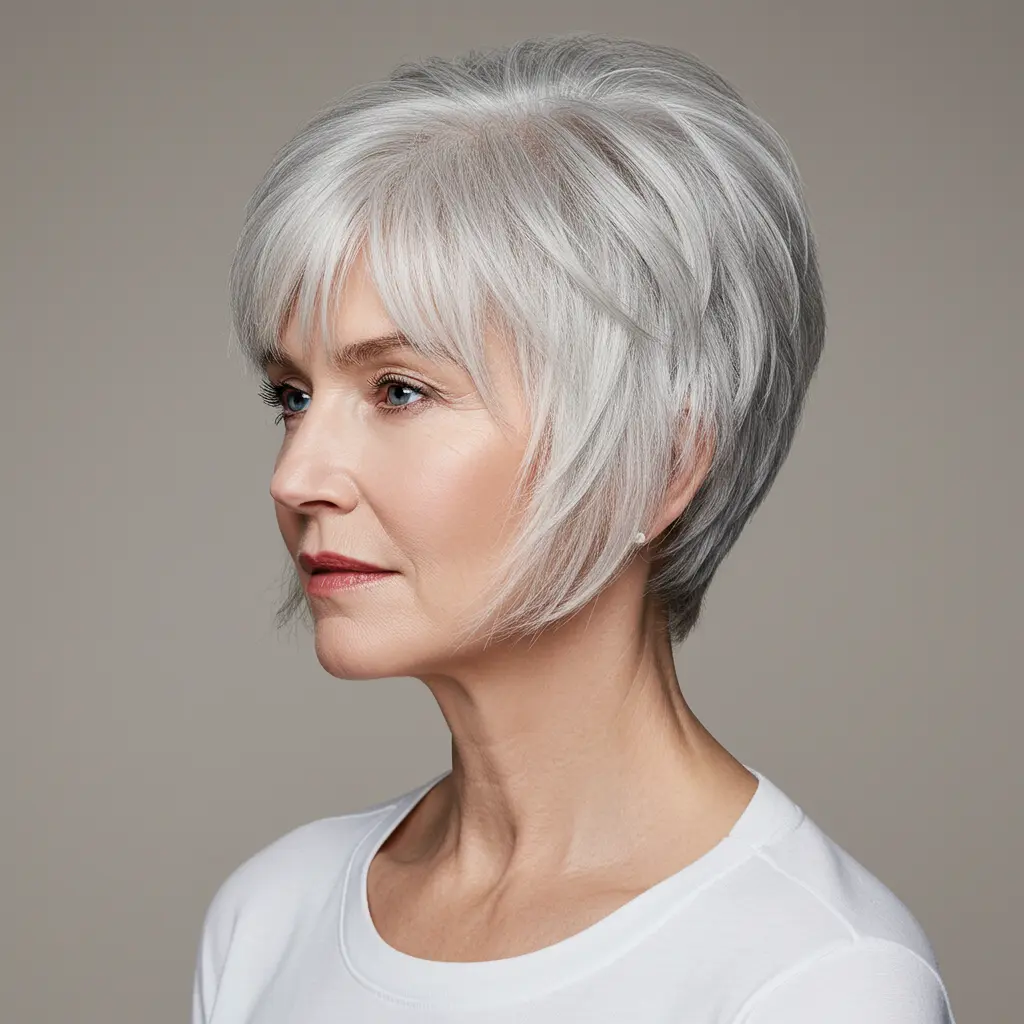 Pixie Bob with Long Feathered Bangs for Thick Hair