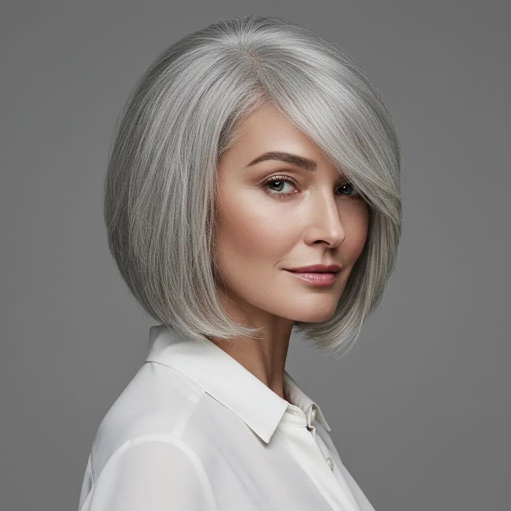 Gray Graduated Bob for Senior Women