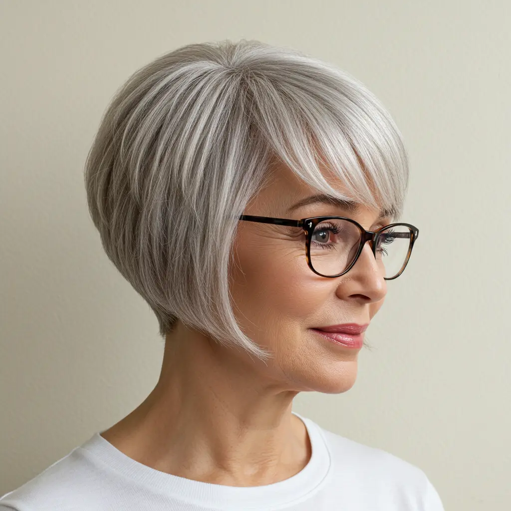 Extra Short French Bob with Glasses