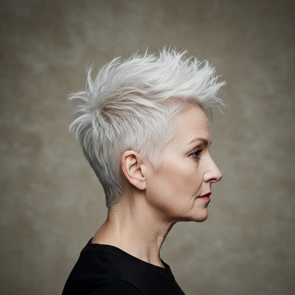 White Spiky Pixie with a Messy Top