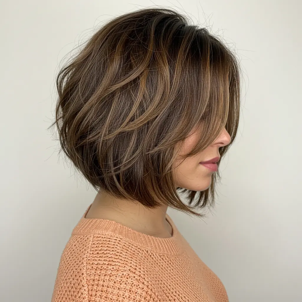Angled Bob With Layers And Natural Texture