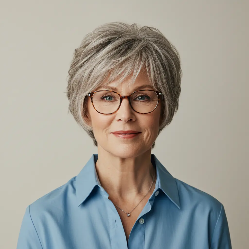 Layered Bixie for Older Ladies with Glasses