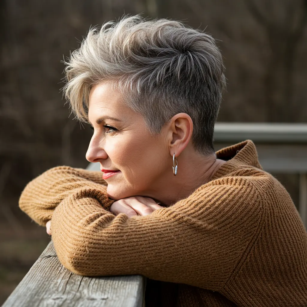 Razor Cut Textured Pixie for Older Women