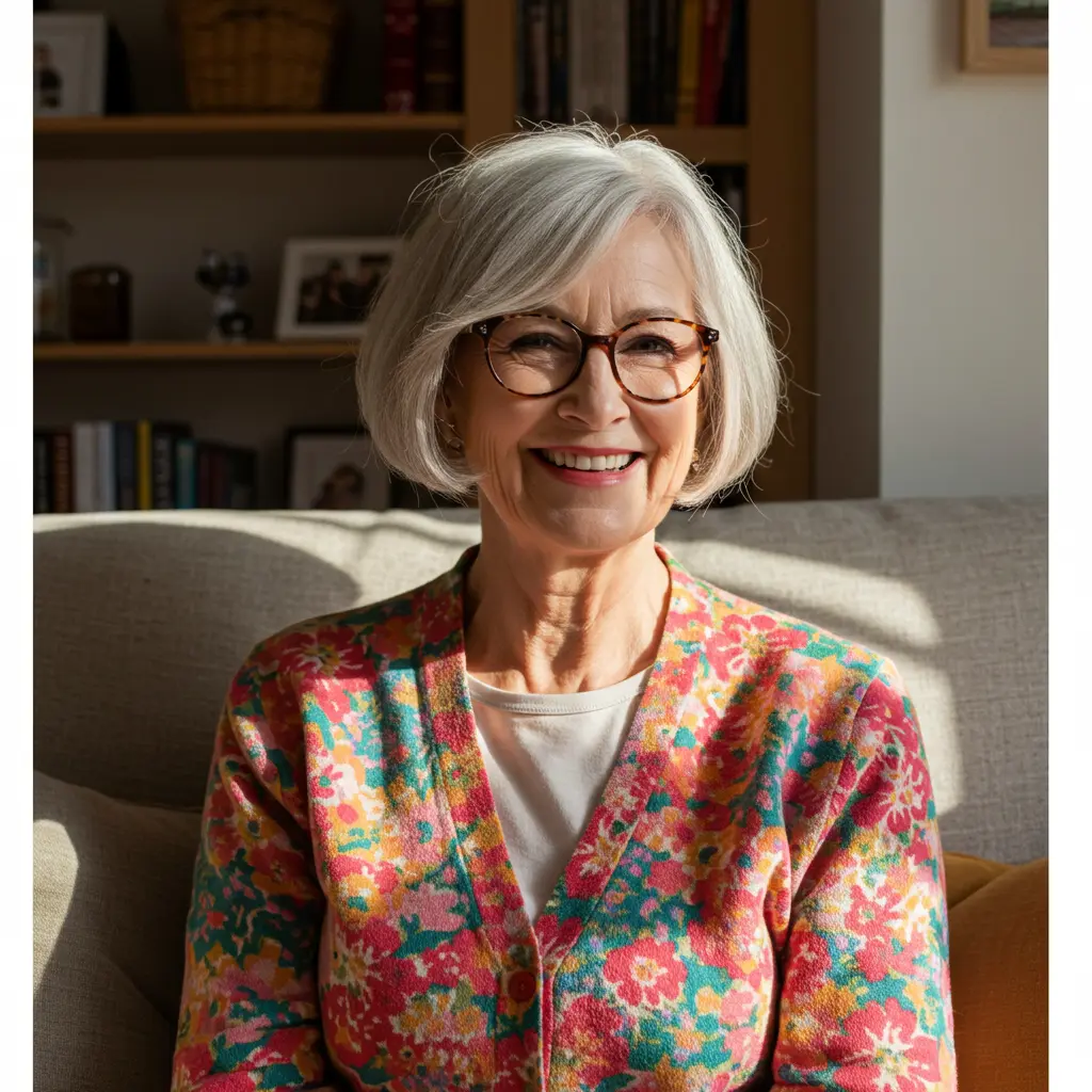 Grandma-Inspired Short Bob for Women with Glasses