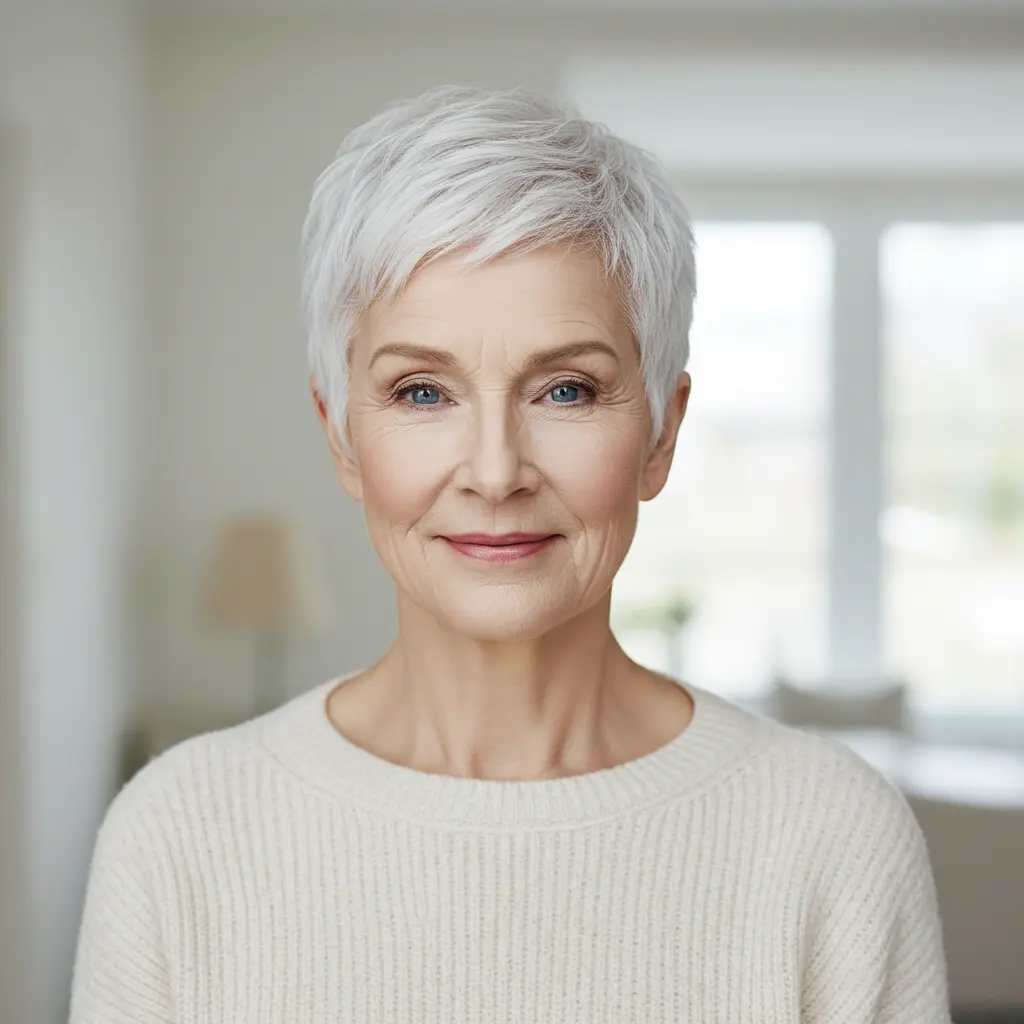 Very Short White Pixie Cut