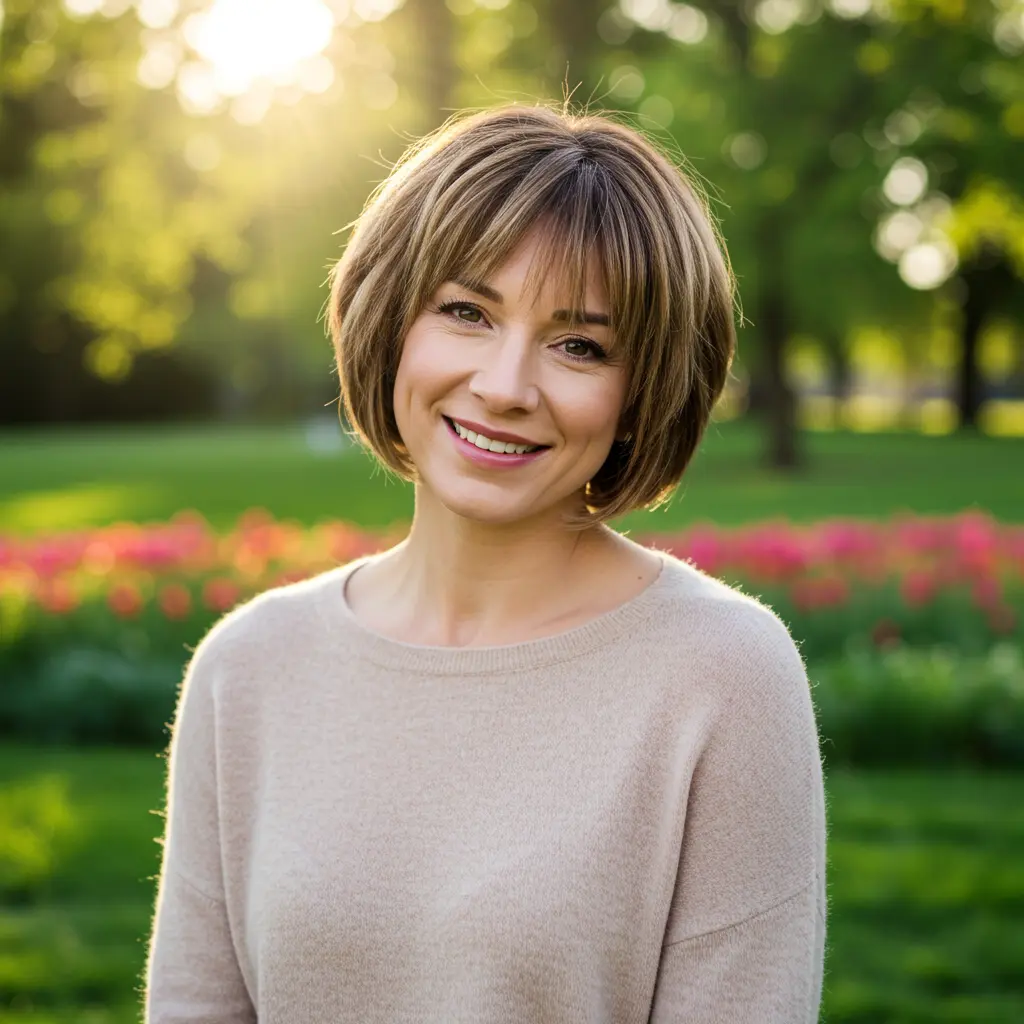 Short Bob With Bangs For Round Face