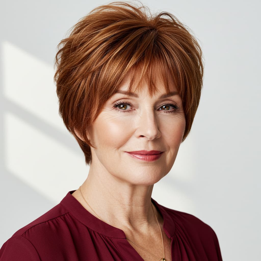 Chic Short Cut with Side-Swept Fringe