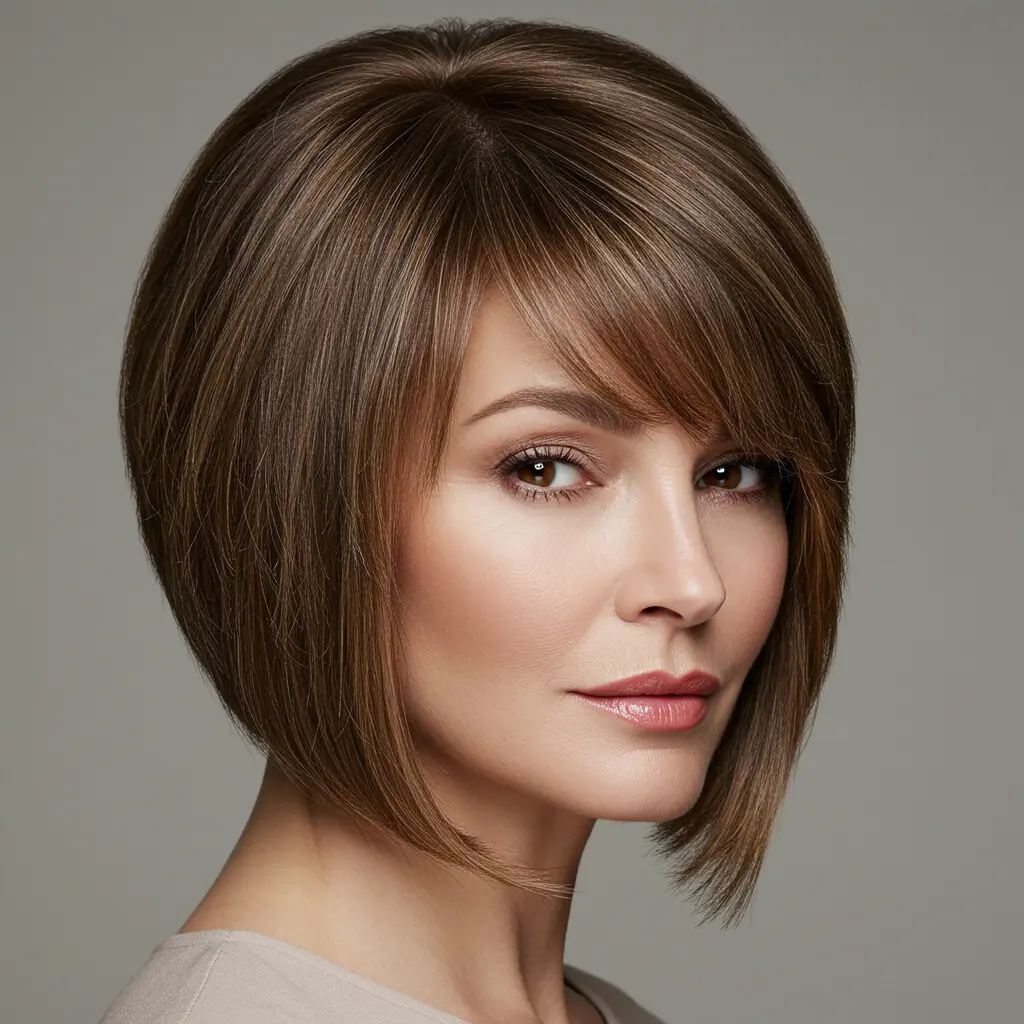 Angled Bob Haircuts With Bangs And Shape