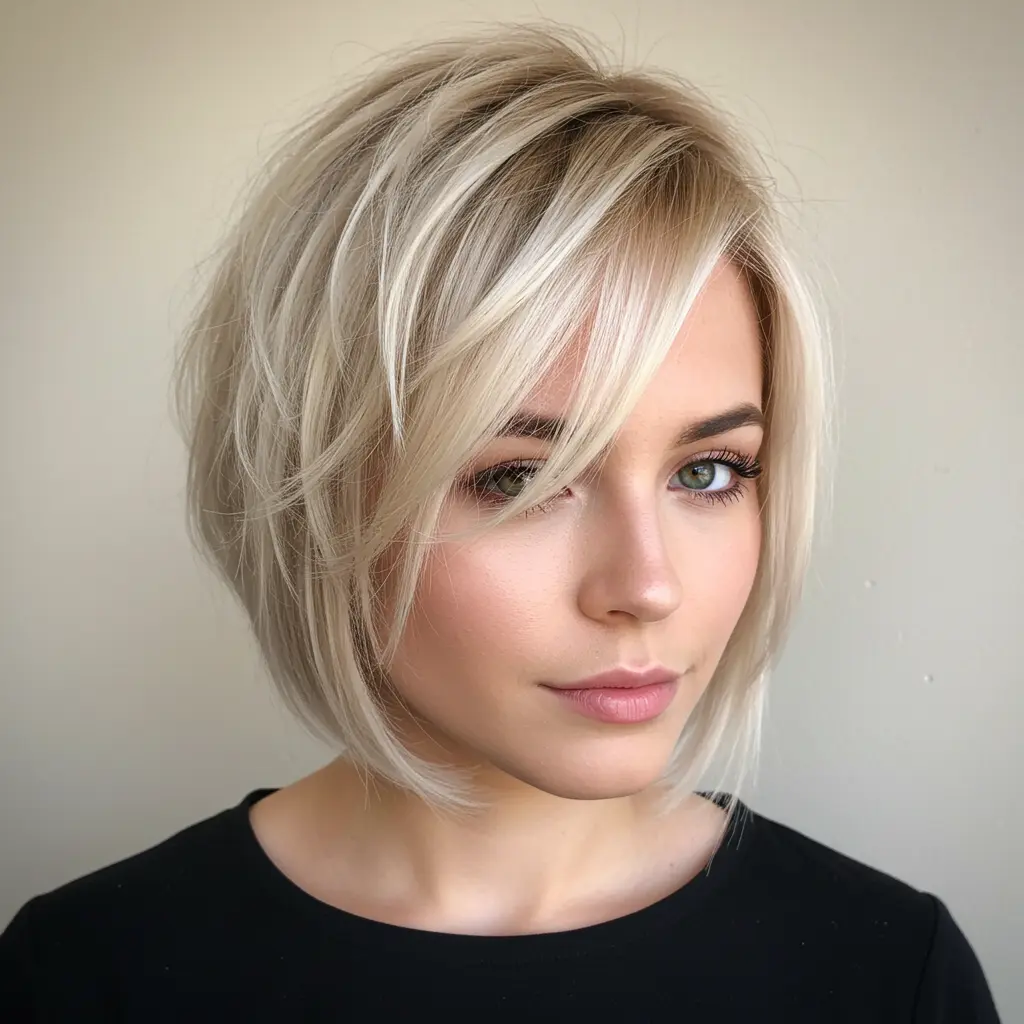 Blonde Angled Bob With Face Framing Layers