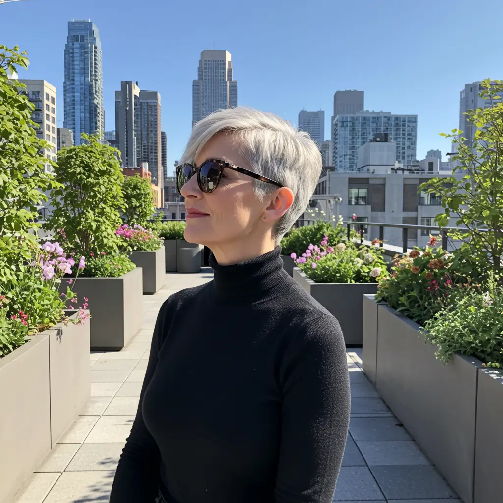 Silver Balayage on a Very Short Cut