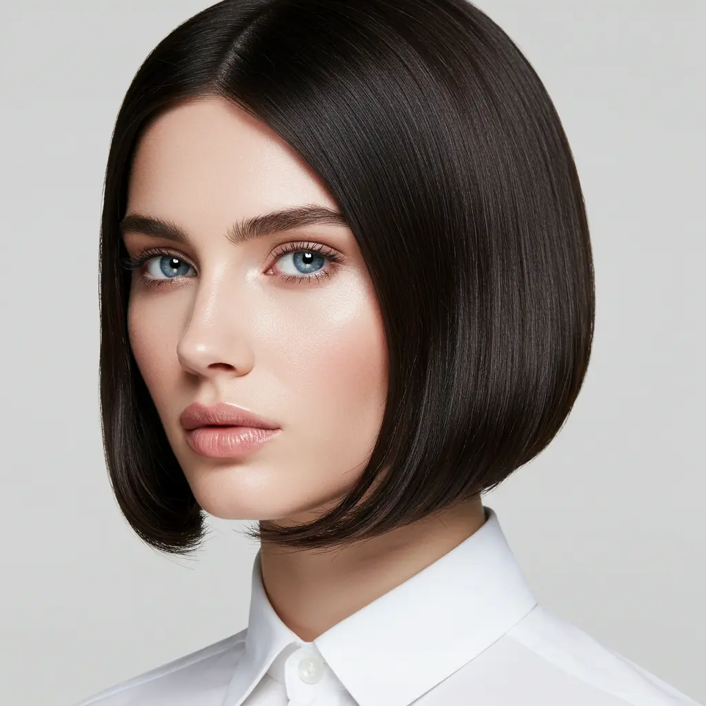 Sleek Bob with Curled Ends