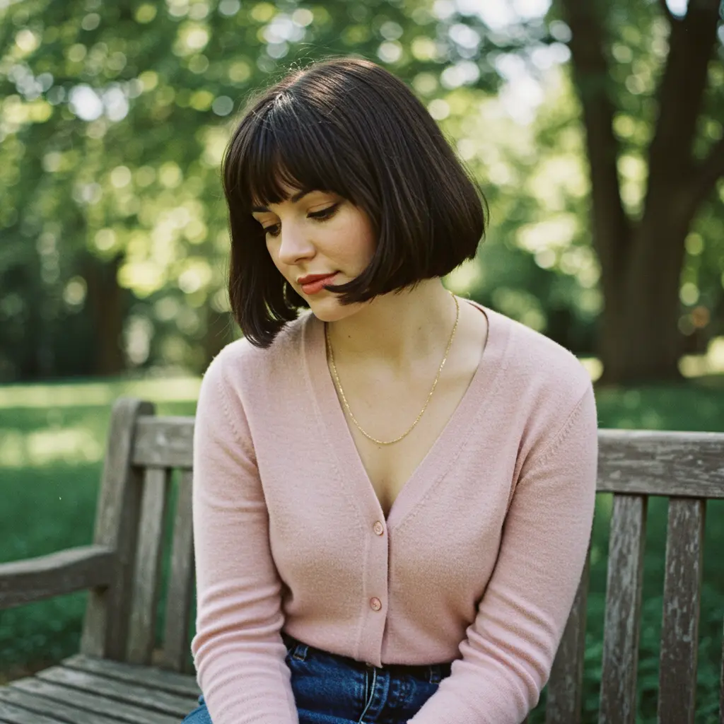 Short Bob With Side Swept Bangs