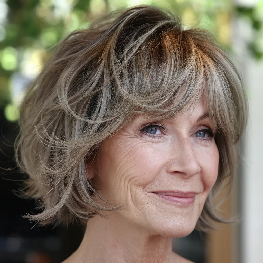 Short Stacked Bob with Bangs