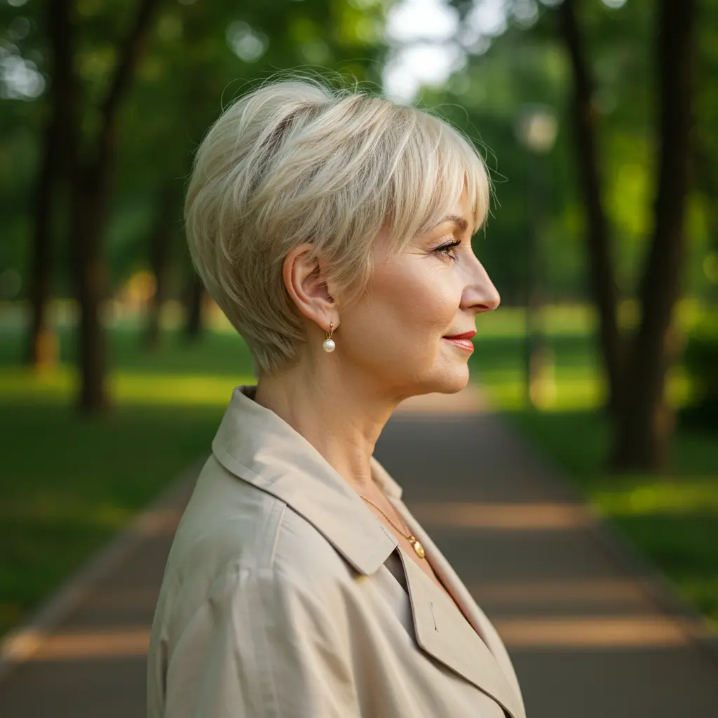 Chic Pearl Blonde Pixie Cut
