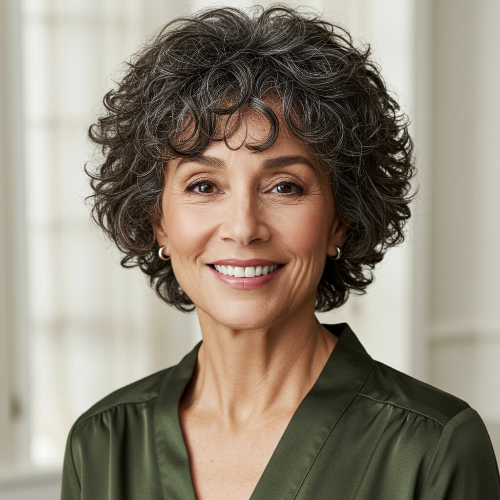 Chin-Length Curly Pixie for Fine, Curly Hair