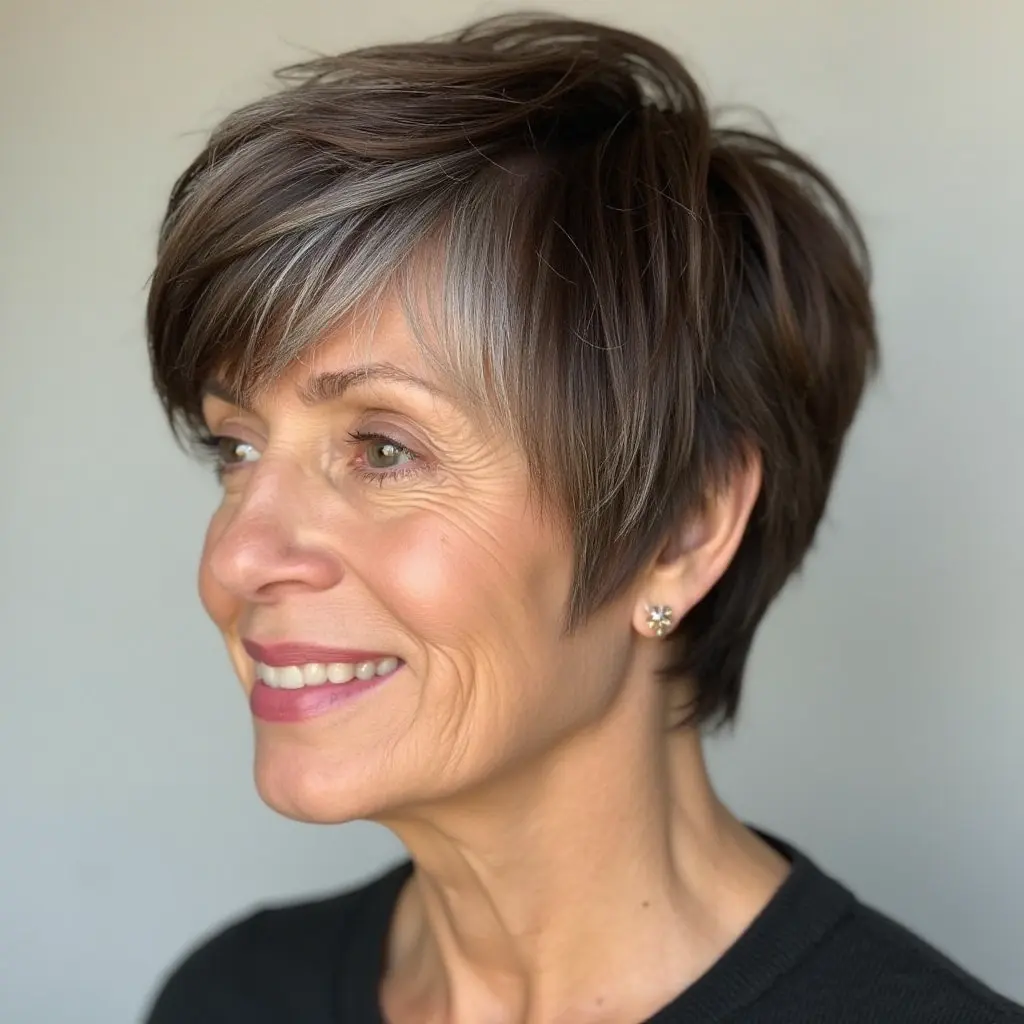 Graduated Bixie with Side Bangs for Thick Hair