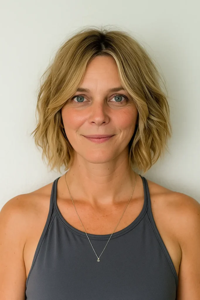 Neck-Length Messy Shag Hairstyle with Soft Curls