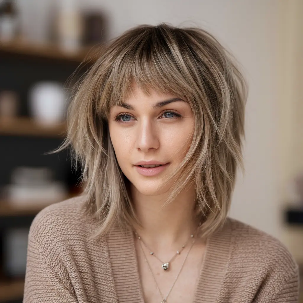 Face-Framing Choppy Shag with a Fringe