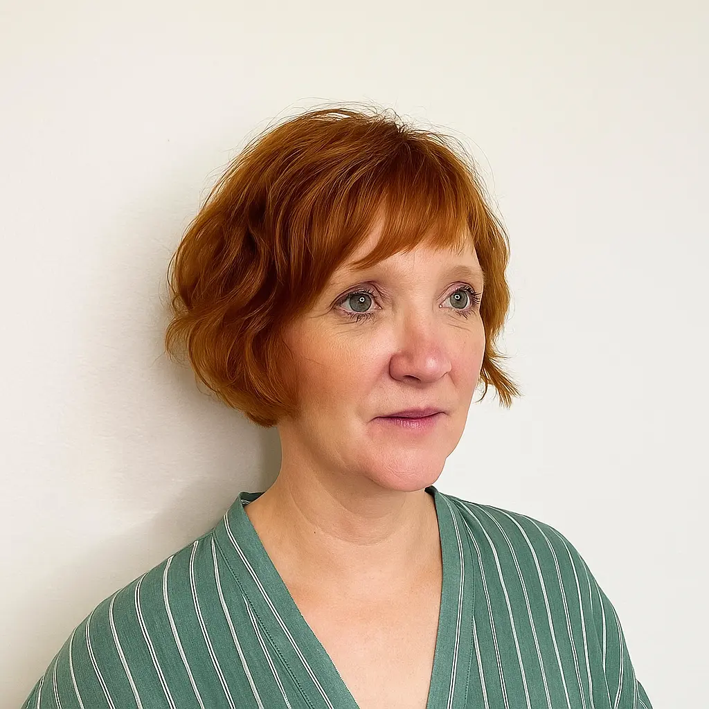 Ear-Length Textured Bob with Bangs for Wavy Hair