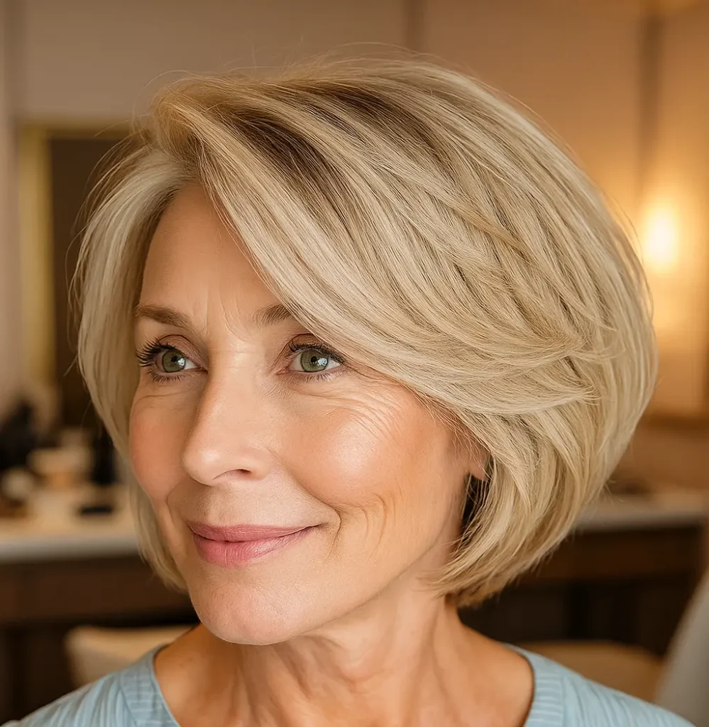 Layered Bob Hairstyle With Lifted Crown
