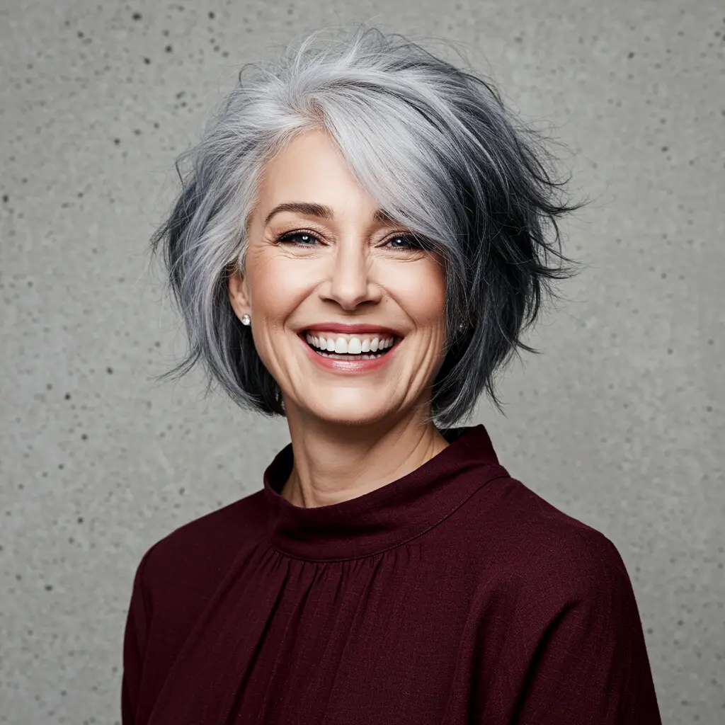 Grey Ombre Hair Short with Tousled Finish