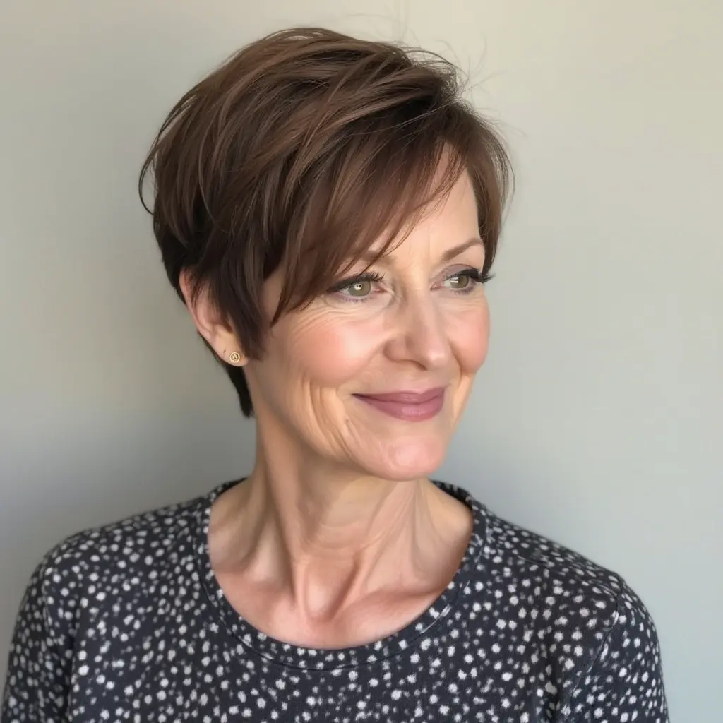 Shaped Pixie Bob with a Side Part