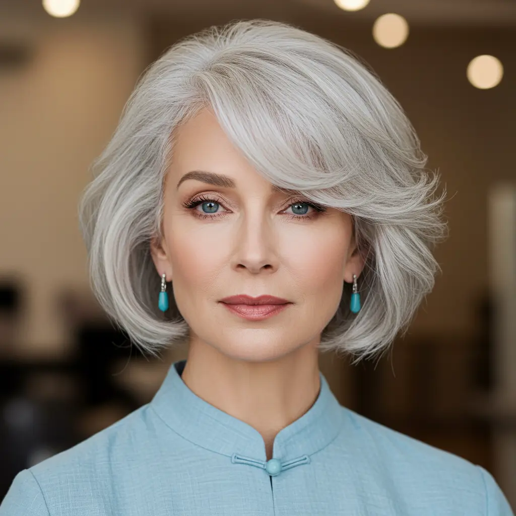 Short Thick Grey Hair Styles with Soft Volume