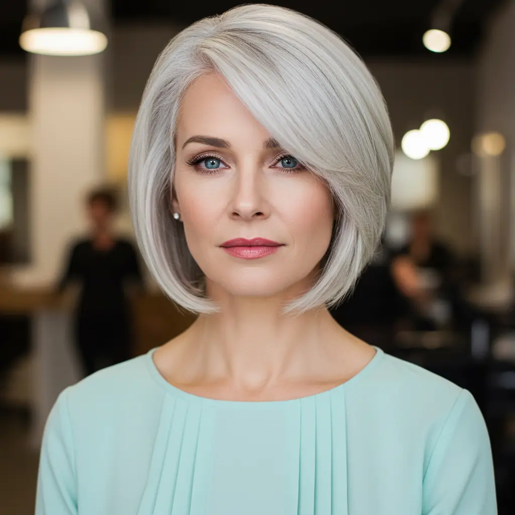Short Grey Blonde Hair with Stacked Back