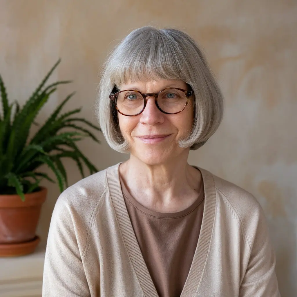 Soft Rounded Bob with Glasses