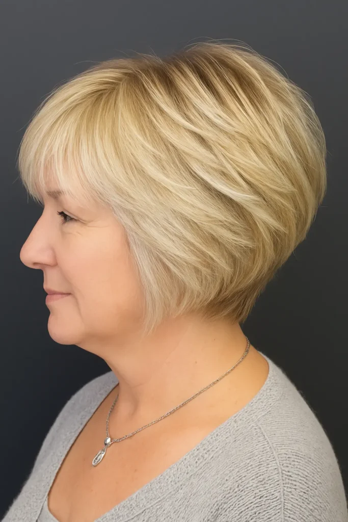 Shorter Feathered Bob with Bangs