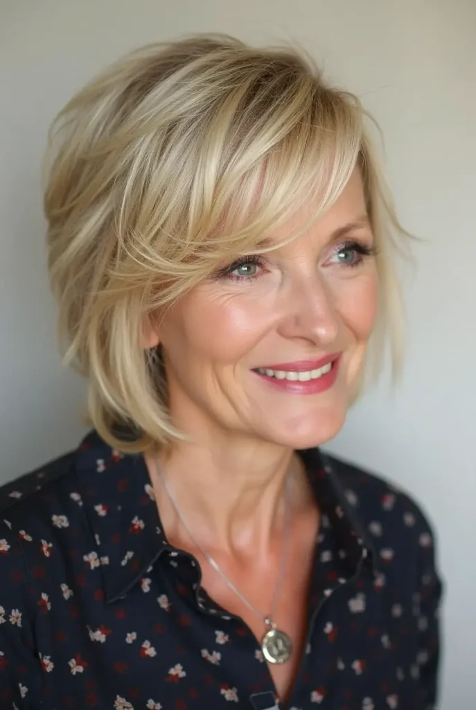 Short Blonde Crop with Side Bangs