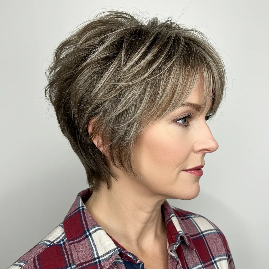 Very Short Layered Cut with Bangs